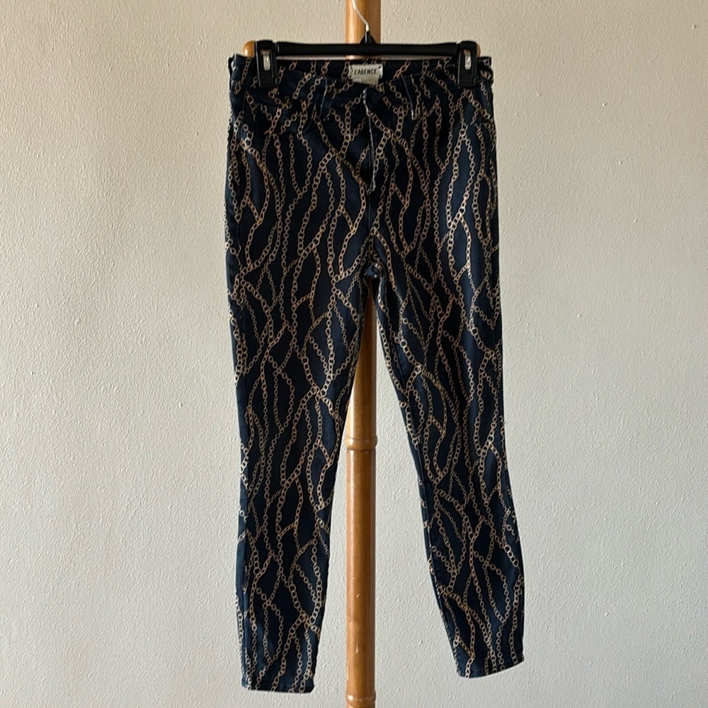 L'Agence Margot Skinny High Rise Chain Print Pants Jeans Size 27